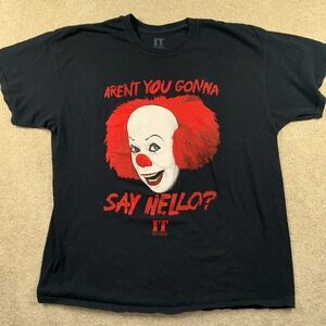 IT The Movie T-Shirt Mens XL Black Aren't You Gonna Say Hello? Graphic Cotton